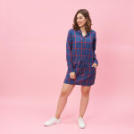 Robe - chemise manches longues ceinture  nouer  carreaux grandes taille femme - carreaux rouge bleu ...