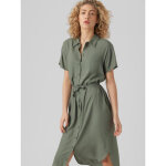 Robe chemise regular fit col chemise manches courtes au - dessus du genou vert en viscose Robe chemise regular fit col chemise manches courtes au - dessus du genou vert en viscose