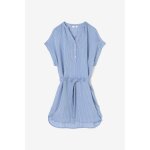 Robe chemisier courte à rayures rebecca bleu en viscose zoé Robe chemisier courte à rayures rebecca bleu en viscose zoé