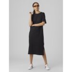 Robe col rond manches courtes noir en coton cate