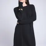 Robe col rond - noir en cachemire