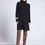 Robe col roul - noir en cachemire