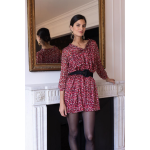 Robe col v imprimée léopard dora rouge Robe col v imprimée léopard dora rouge