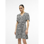 Robe court col en v manches larges manches courtes noir kai