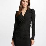 Robe courte ajust�e drap�e noir