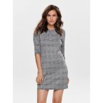 Robe courte carreaux col rond manches 3 / 4 au - dessus du genou noir