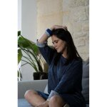 Robe courte cintrée manches longues femme - bleu Robe courte cintrée manches longues femme - bleu