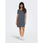 Robe courte col rond manches courtes dentelle fminine au - dessus du genou bleu en viscose