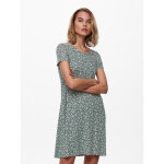 Robe courte col rond manches courtes dentelle fminine au - dessus du genou vert en viscose