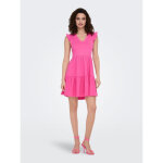 Robe courte col rond manches courtes au - dessus du genou rose en coton