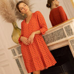 Robe courte delia orange en viscose
