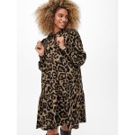 Robe courte imprim all over col rond manches longues noir