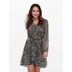 Robe courte imprim all over col en v manches 3 / 4 ceinture accentuant la taille beige