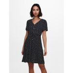 Robe courte imprim all over col en v manches courtes cordon d'attache au - dessus du genou bleu dina ...
