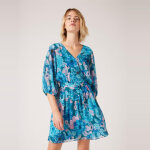 Robe courte imprim�e floral bleu