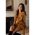 Robe courte imprime toile de jouy - valria jaune en viscose