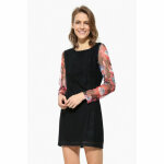 Robe courte manches 3 / 4 dentelle femme desigual - noir
