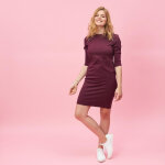 Robe courte manches 3 / 4 zips bordeaux en viscose