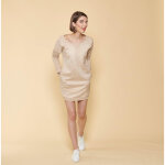 Robe courte manches longues bi - matire femme 3 suisses collection beige