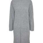Robe courte manches longues en laine gris clair clio Robe courte manches longues en laine gris clair clio