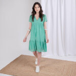 Robe courte à pois doré flore en viscose Robe courte à pois doré flore en viscose