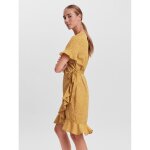 Robe courte regular fit imprim all over col en v manches 2 / 4 jaune