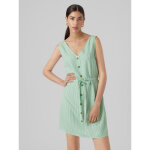 Robe courte regular fit rayures col en v sans manches court blanc leah