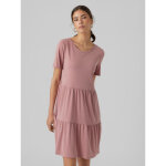 Robe courte relaxed fit col rond manches 3 / 4 au - dessus du genou rose violet en coton modal