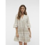 Robe courte tunique court col en v manches larges manches 3 / 4 gris skye Robe courte tunique court col en v manches larges manches 3 / 4 gris skye