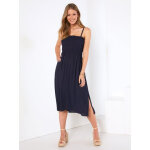 Robe en crêpe bambula à bretelles réglables bleu marine Robe en crêpe bambula à bretelles réglables bleu marine