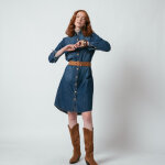 Robe en denim ceintur�e dany bleu