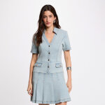 Robe en denim manches courtes bleu