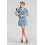 Robe droite en jeans eourre bleu
