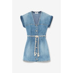 Robe droite fille en jeans karite bleu Robe droite fille en jeans karite bleu