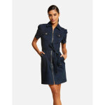 Robe droite zippe ceinture en jean