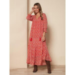 Robe à fleurs avec panneaux à volants rouge brique Robe à fleurs avec panneaux à volants rouge brique