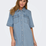 Robe jean courte onlbelle - bleu lucy en coton