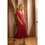 Robe longue boutonne  pois lila rdition bordeaux en viscose