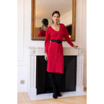 Robe longue dos v damienne rouge