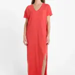 Robe longue droite rojo rouge lucie en coton Robe longue droite rojo rouge lucie en coton