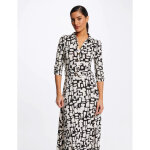 Robe longue évasée imprimé abstrait Robe longue évasée imprimé abstrait