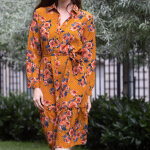 Robe longue fleur pois molly moutarde en viscose