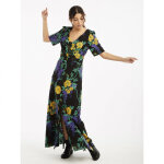 Robe longue imprim� fleuri noir