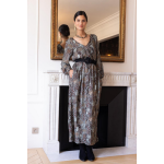 Robe longue imprim�e jungle nancy gris en viscose