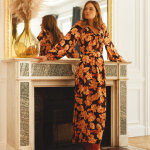 Robe longue imprime nancy orange en viscose