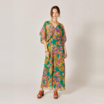 Robe longue imprim�e vert