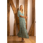 Robe longue maddie batik vert en viscose