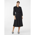 Robe longue manches 3 / 4 noir en lin