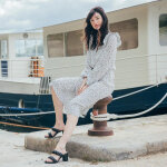 Robe longue manches longues imprime dany en viscose