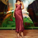 Robe longue rainee bordeaux en viscose Robe longue rainee bordeaux en viscose